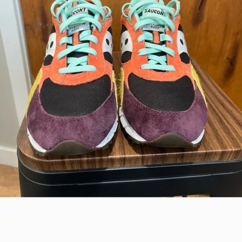 Saucony Multicolor Suede & Mesh Sneakers with Teal Laces - Picture 2 of 4
